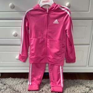 Adidas Kids' Pink and White Tracksuit